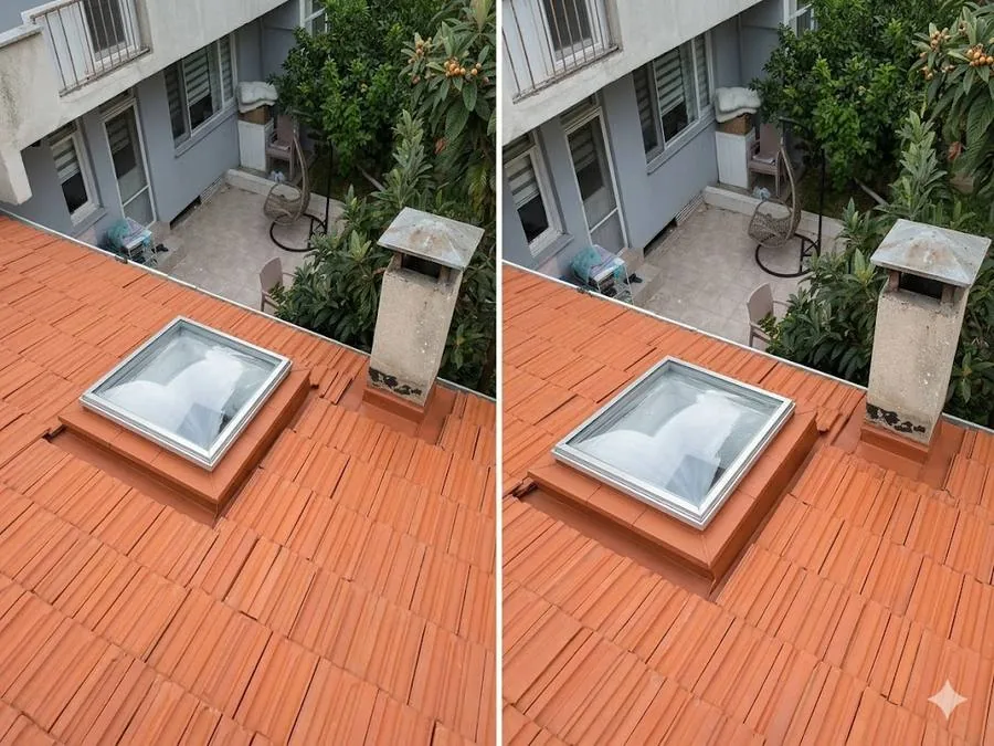 Çatı onarımı sonrası — yeni kiremit ve çatı penceresi